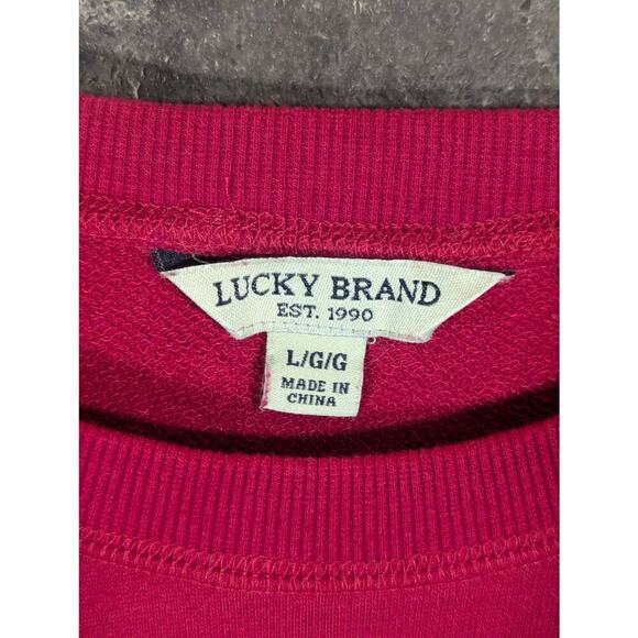 Lucky Brand Sweatshirt Ruffle Pink Black Embroidered Girl's Size Large Cute - Picture 5 of 12